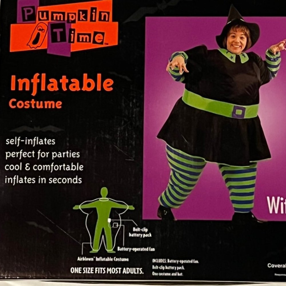 BRAND NEW - WITCH INFLATABLE COSTUME ONE SIZE FITS MOST ADULTS